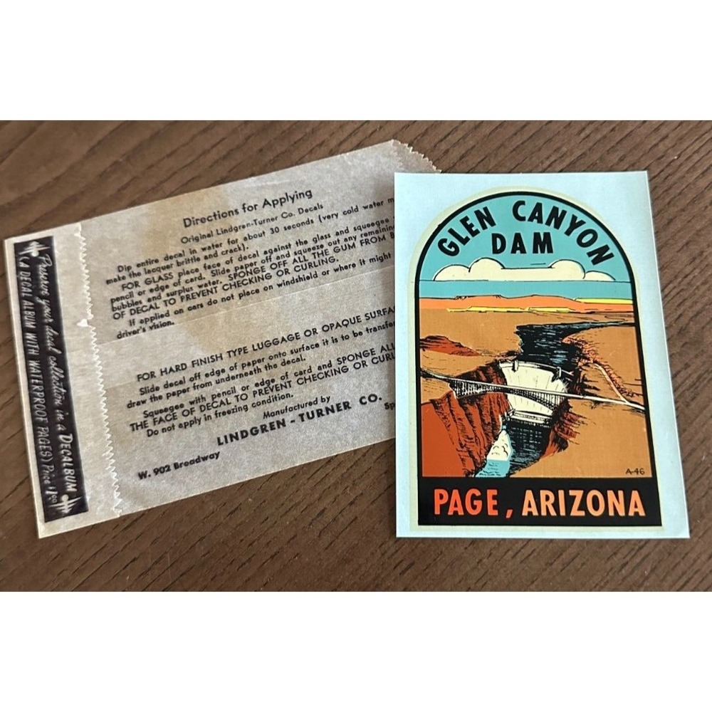 Glen Canyon Dam Page AZ Vintage Style Travel Decal Vinyl‎ Sticker Luggage Label